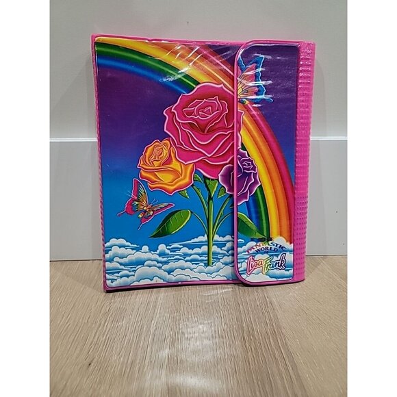 Lisa Frank Other - Vtg Lisa Frank 3 Ring Binder Pink Rainbow Rose Butterfly 90s